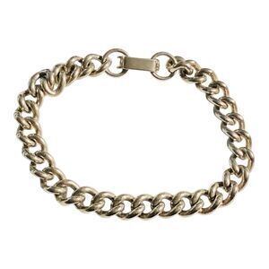 Vintage Goth Chain Chunky  Bracelet Silver Tone Fold Over Clasp 6in